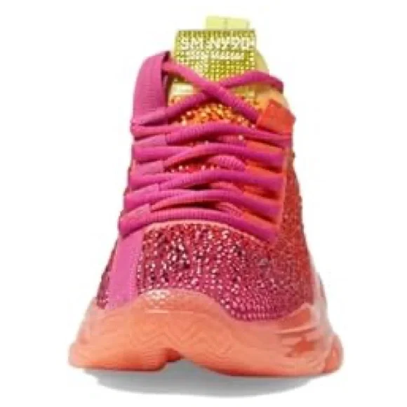 Steve Madden Rhinestone Embellished Running Shoes - Yellow, Orange, Fuchsia Pink - Picture 6 of 9
